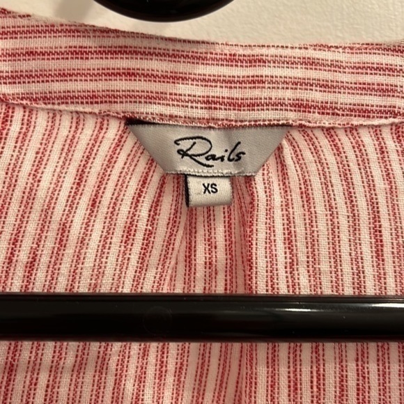 Red and white stripe linen Rails blouse - Picture 2 of 5